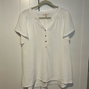 White Button-Front Women's Top